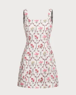Floral Square Neck A-Line Slip Mini Dress