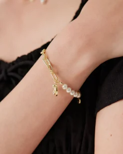 Gold Alloy Pearl Bracelet