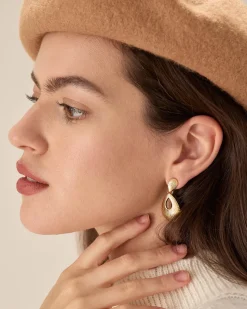 Gold Water Drops Cutout Earrings