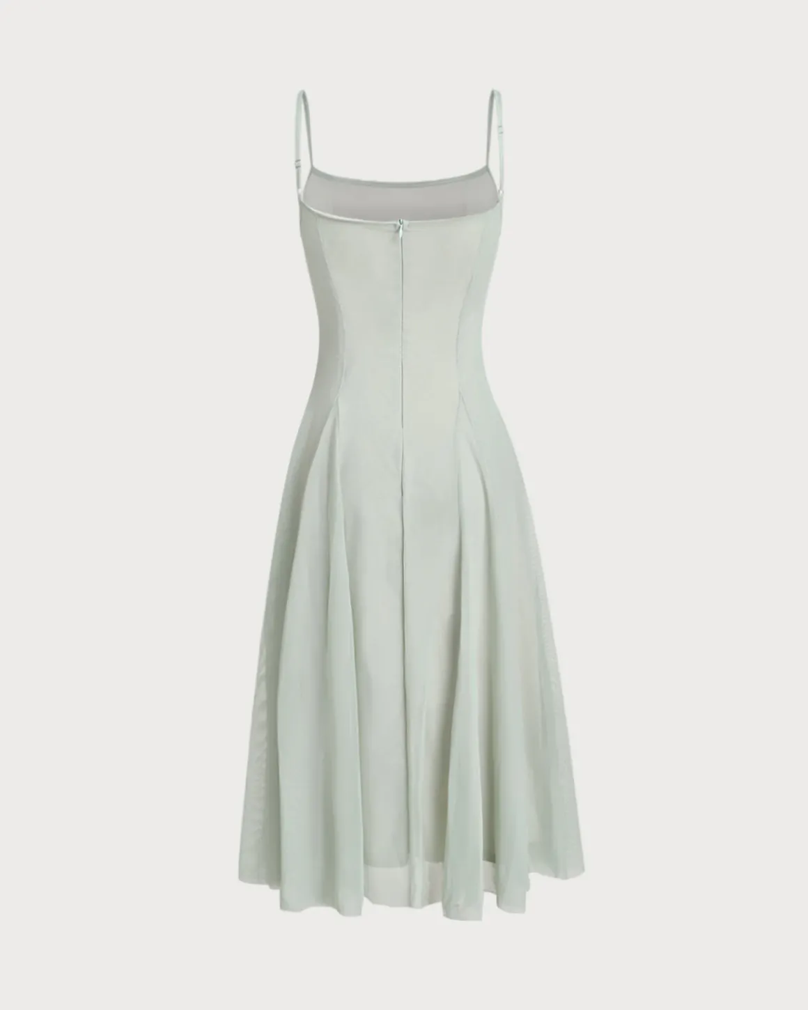 Green A-Line Slip Pleated Midi Dress