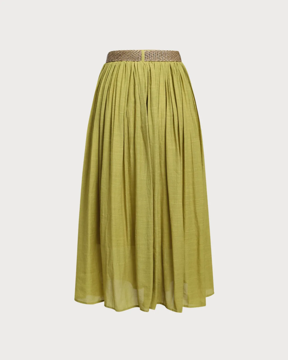 Green Belt Flowy Midi Skirt