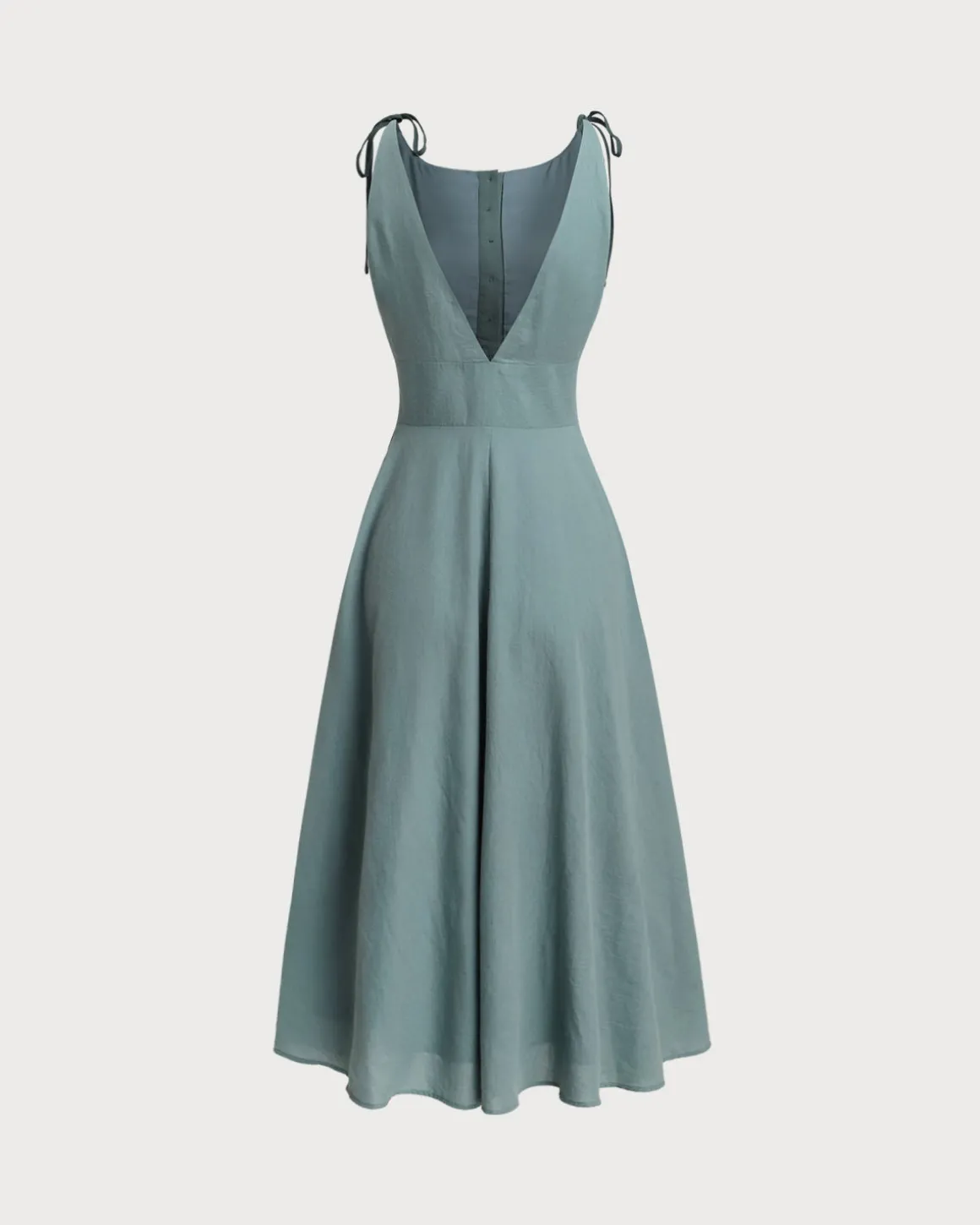 Green Boat Neck Backless Slip Midi Dress