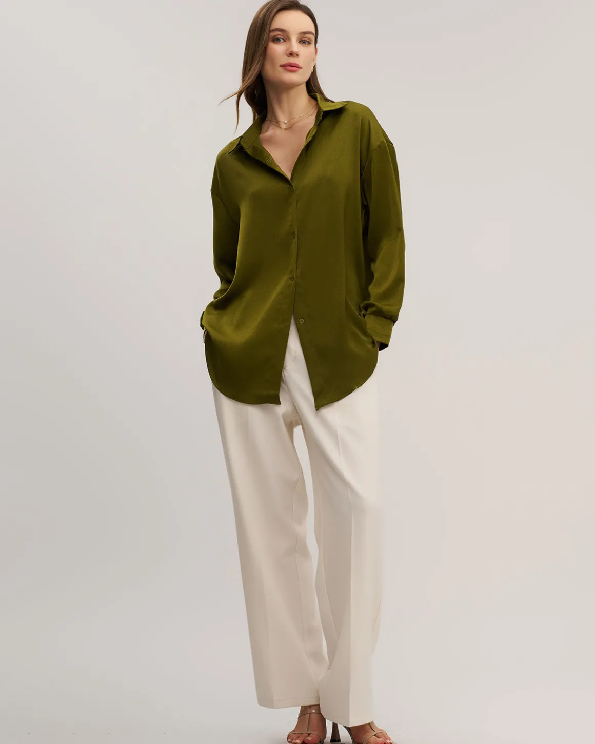 Green Button Loose Shirt