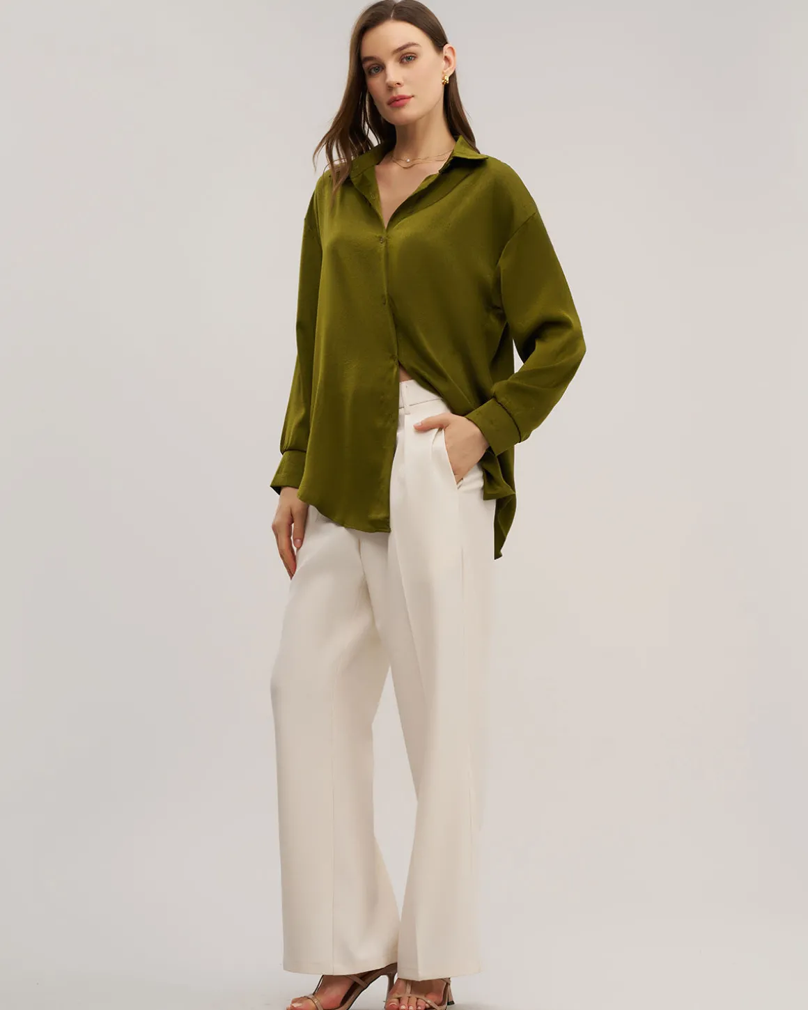Green Button Loose Shirt