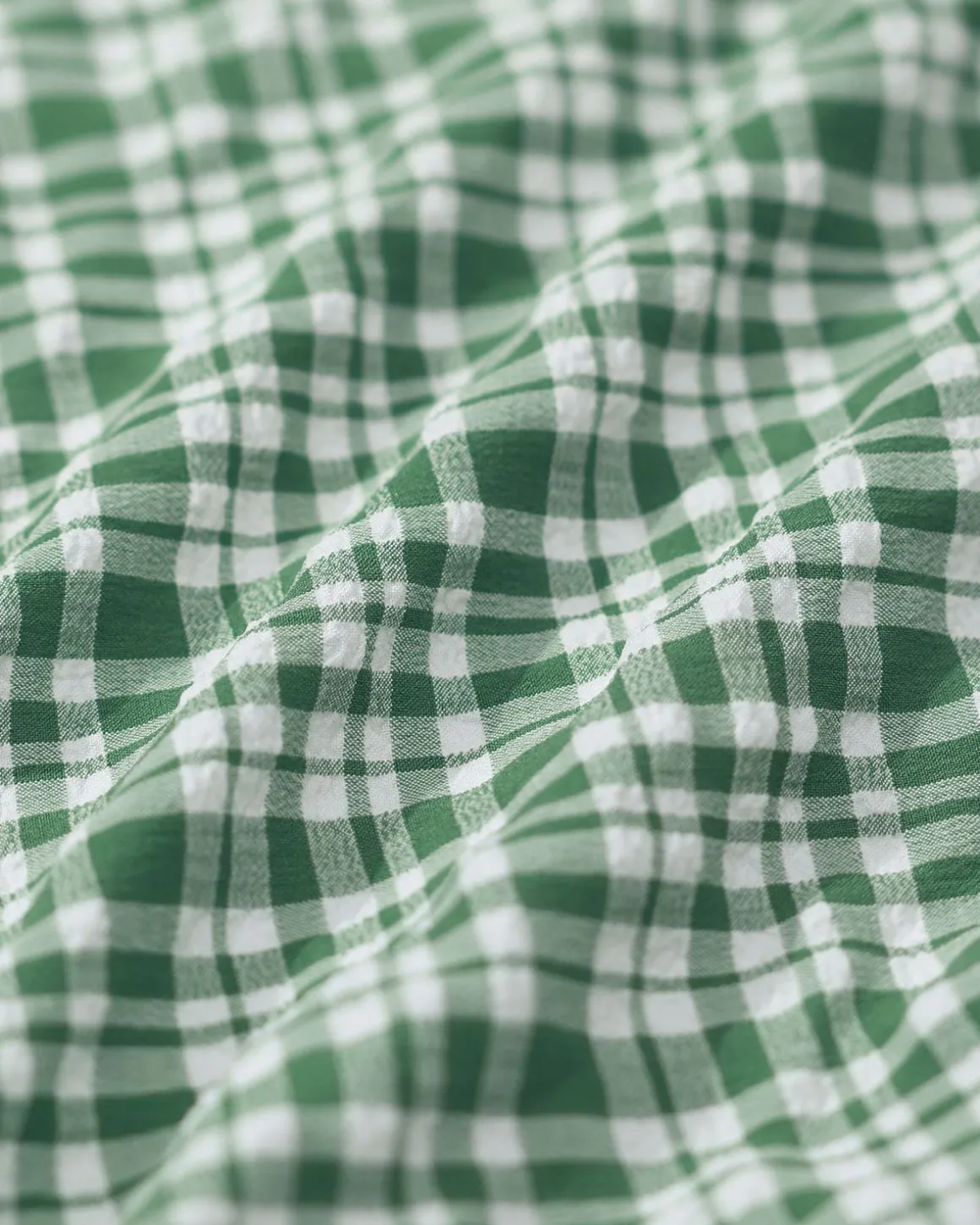 Green Contrast Plaid Wrinkled Bikini Set