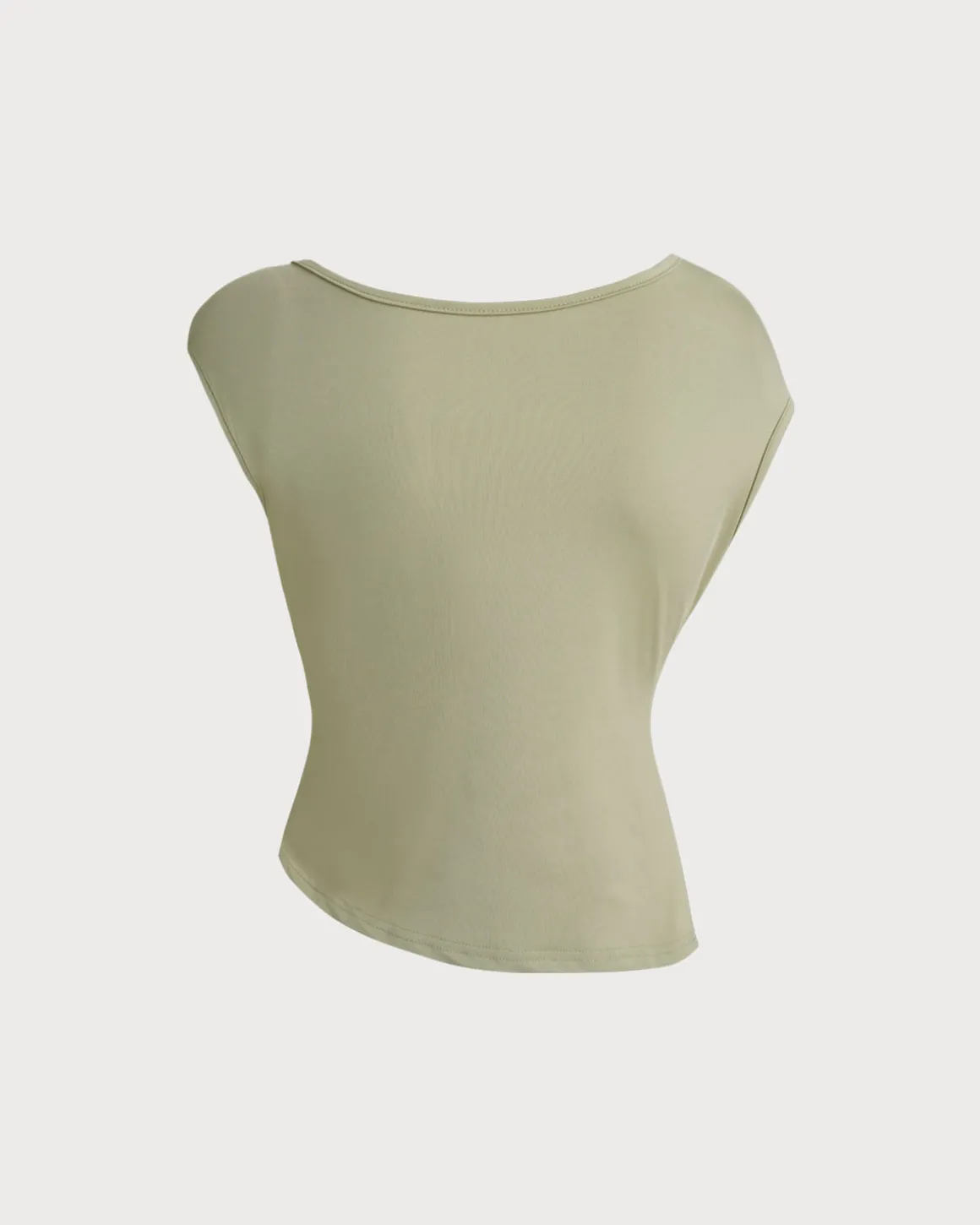 Green Cowl Neck Ruched Tee