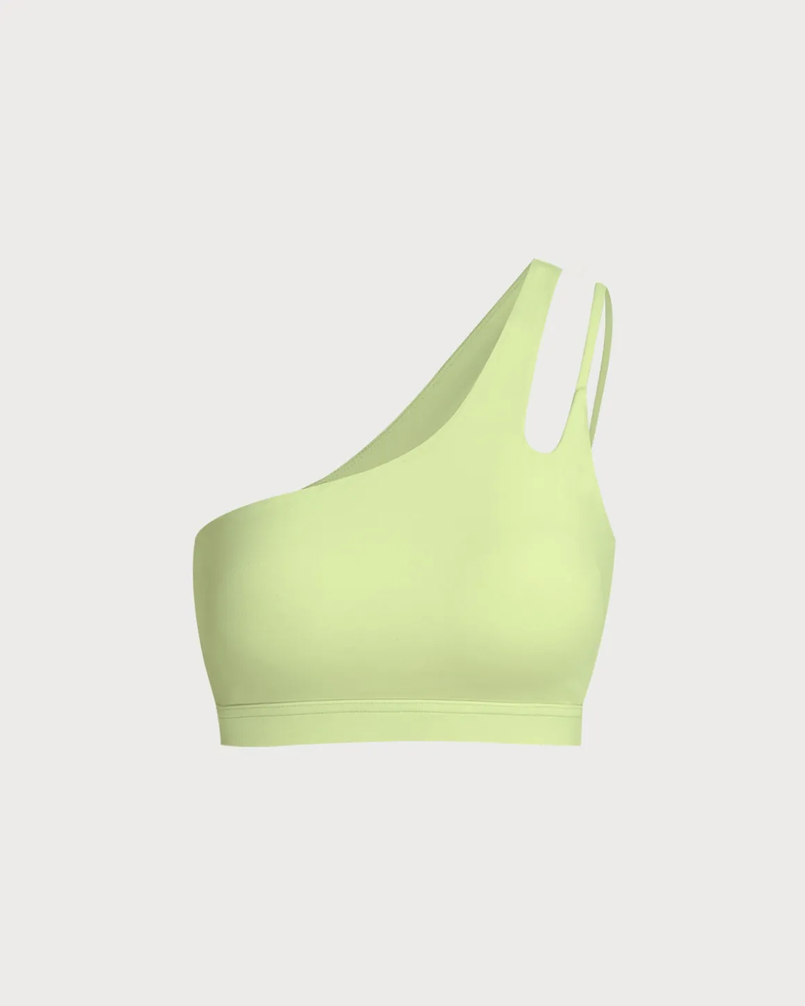 Green Cropped One Shoulder Yoga Cami Top - Light Support