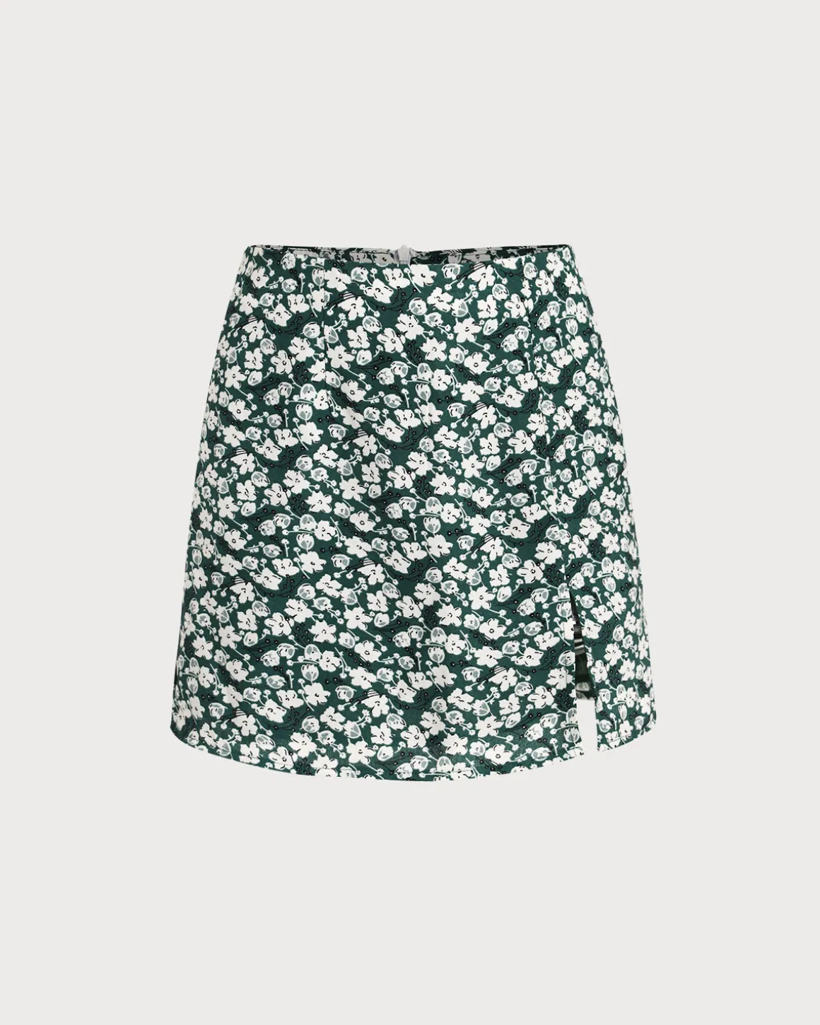 Green Floral A-line Mini Skirt