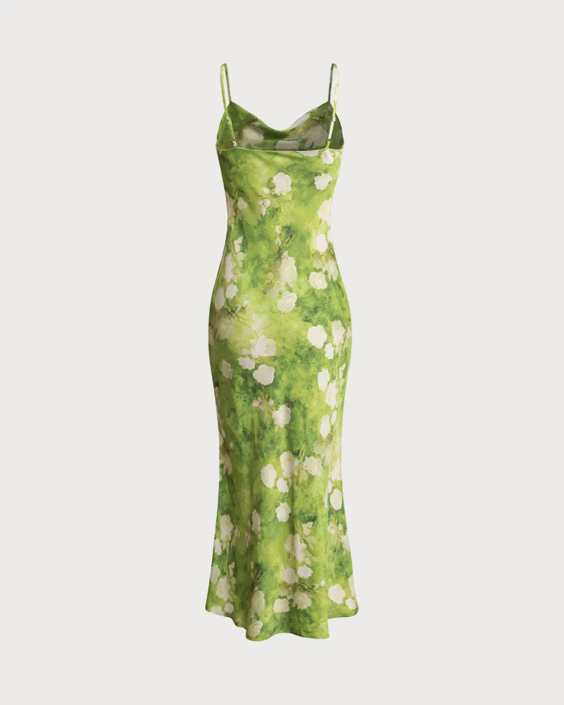 Green Floral A-Line Slip Midi Dress
