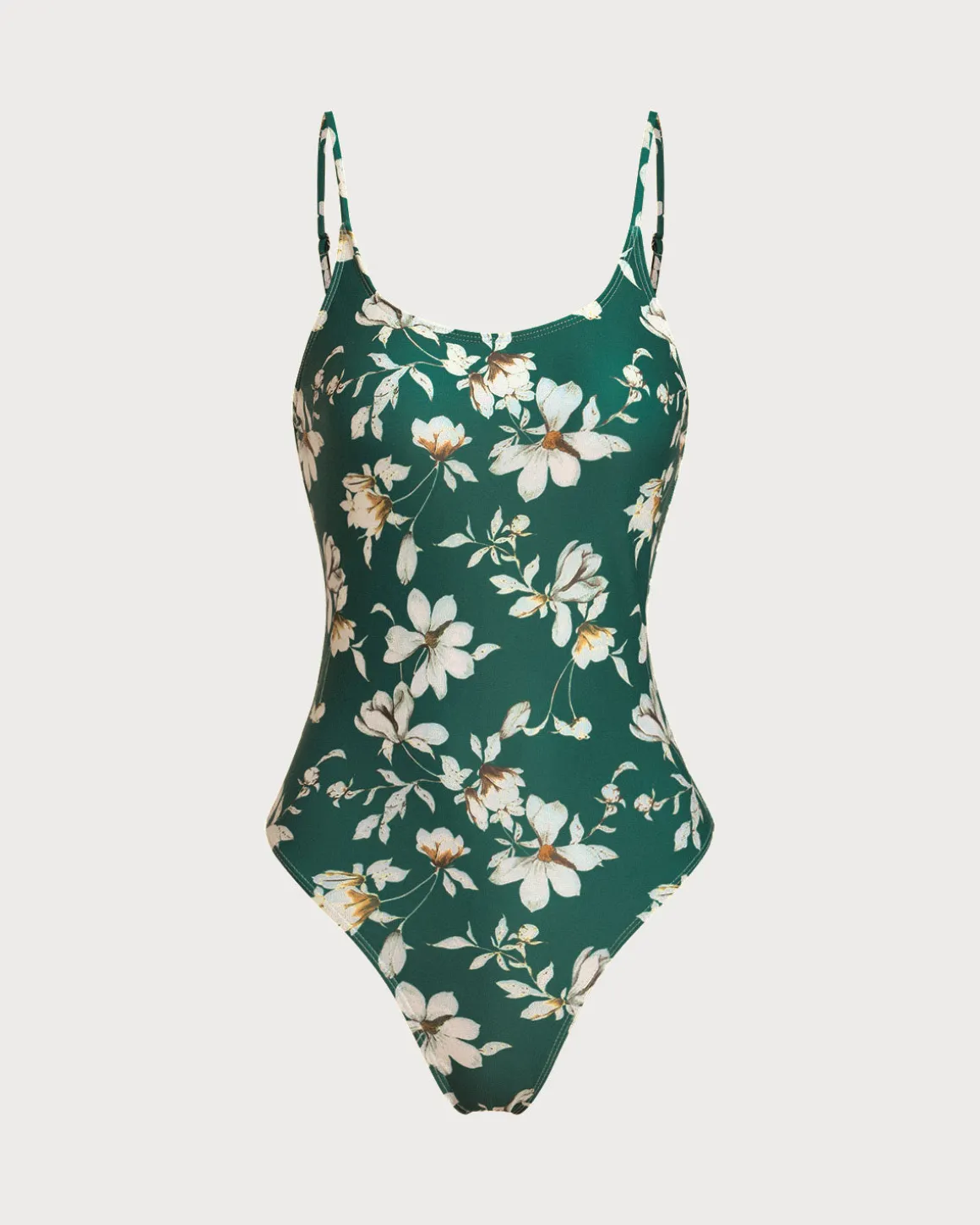 Green Floral Backless One-Piece Swimsuit