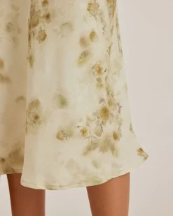 Green Floral Ruched Sleeveless Maxi Dress