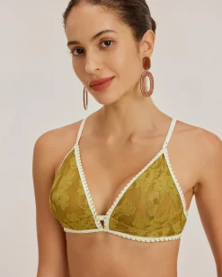 Green Floral Tie-back Triangle Bikini Set