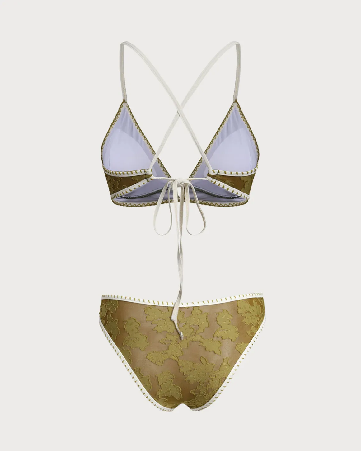 Green Floral Tie-back Triangle Bikini Set
