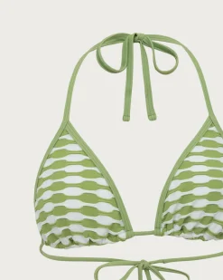 Green Geometric Halter Bikini Set