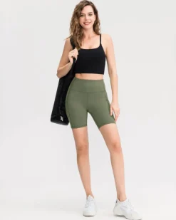 Green High Waisted Quick-drying Yoga Shorts