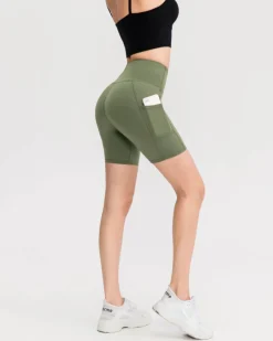 Green High Waisted Quick-drying Yoga Shorts