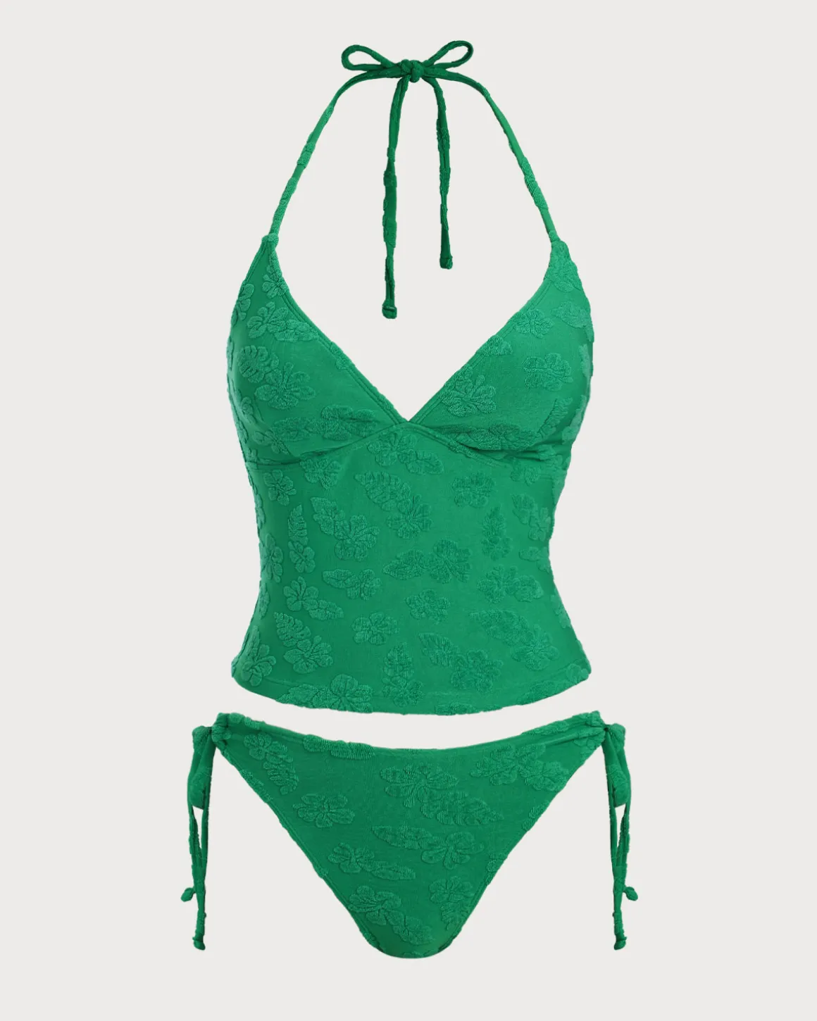 Green Jacquard Tankini Swimsuit
