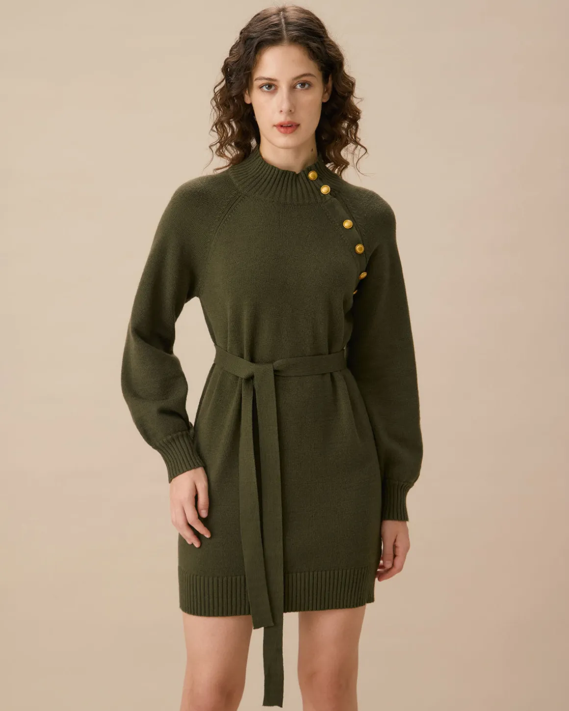 Green Lantern Sleeve Sweater Mini Dress