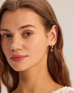 Green Metal Pearl Earrings