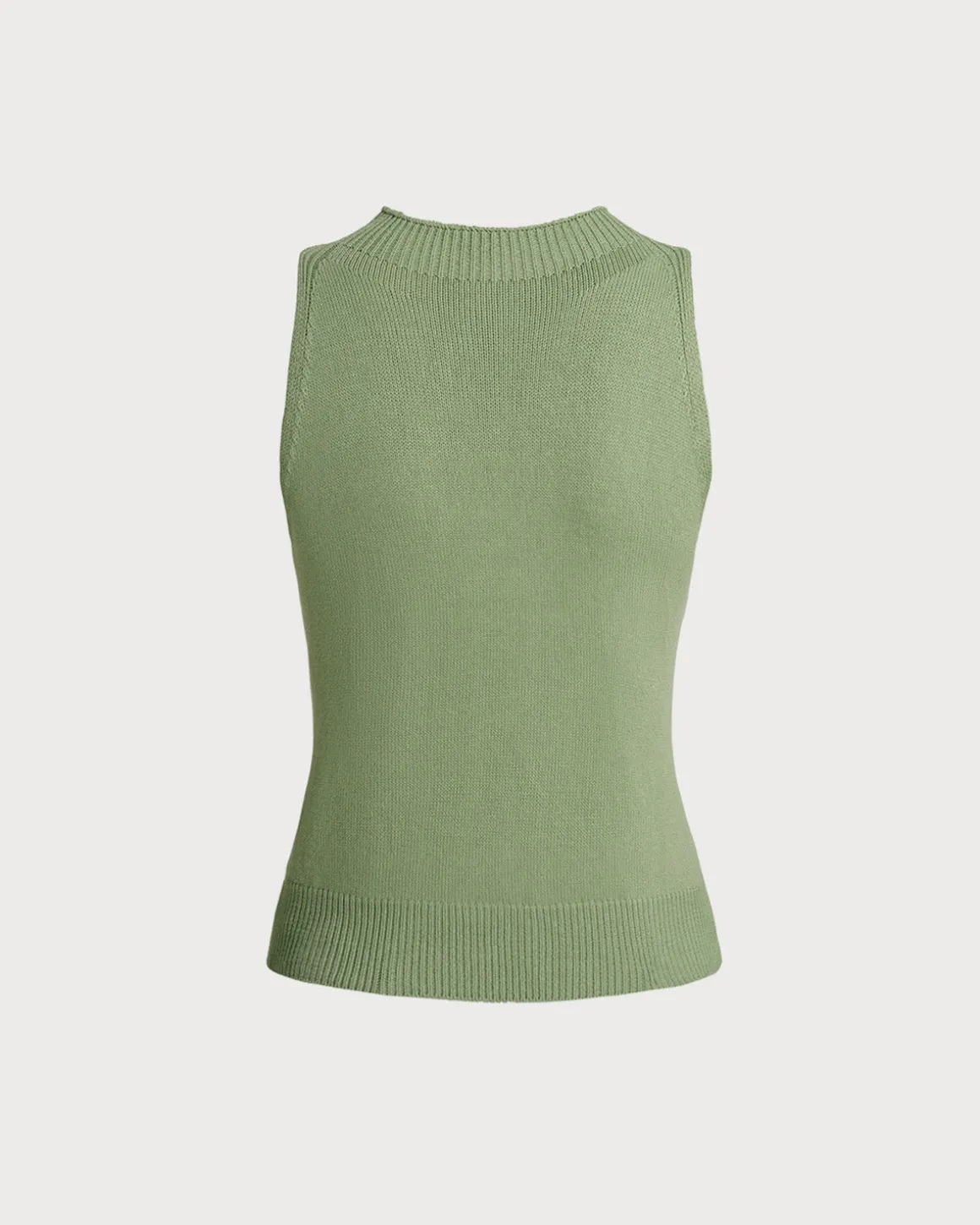 Green Mock Neck Slim Tank Top