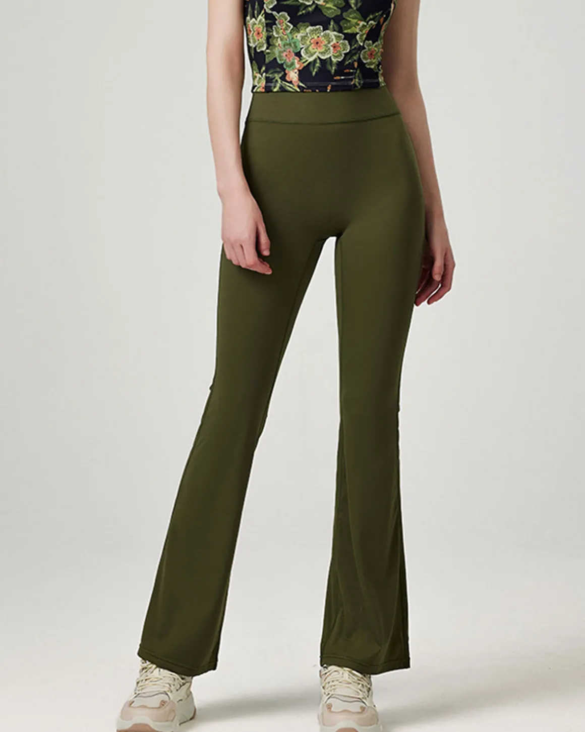 Green Natural Waisted Sleek Leggings