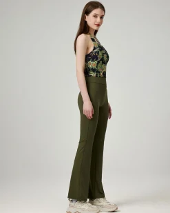 Green Natural Waisted Sleek Leggings