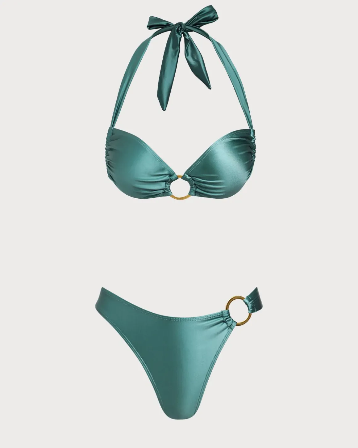 Green O-Ring Halter Bikini Set