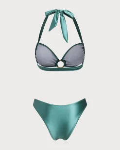 Green O-Ring Halter Bikini Set