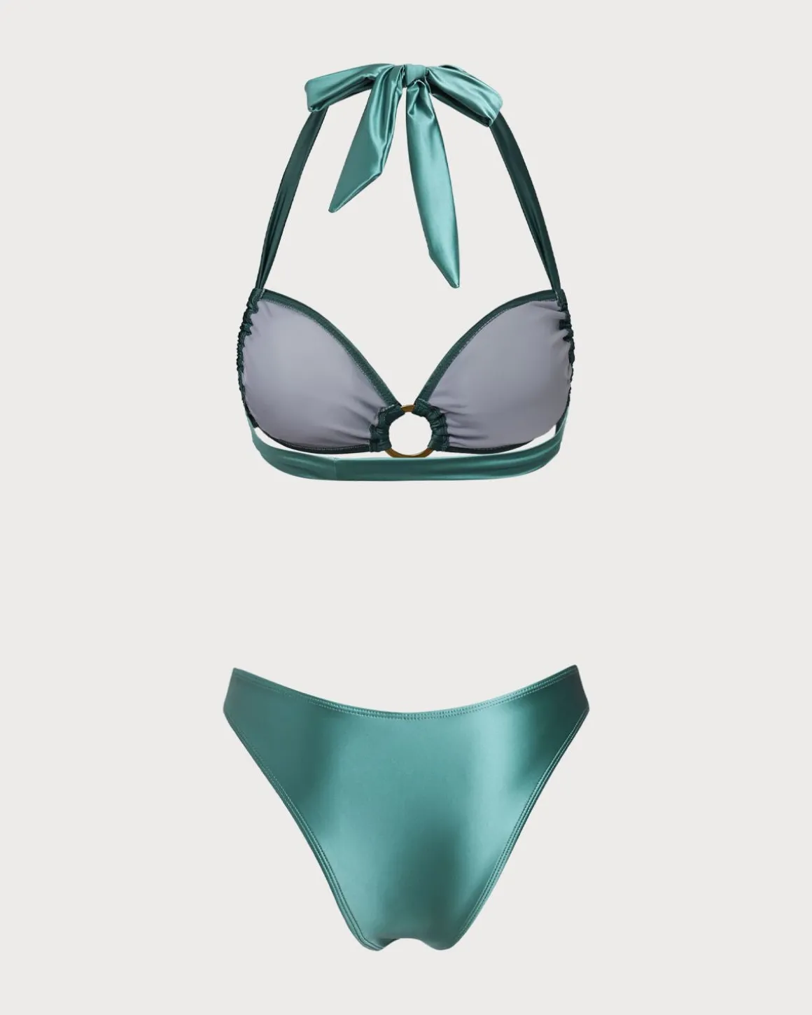 Green O-Ring Halter Bikini Set