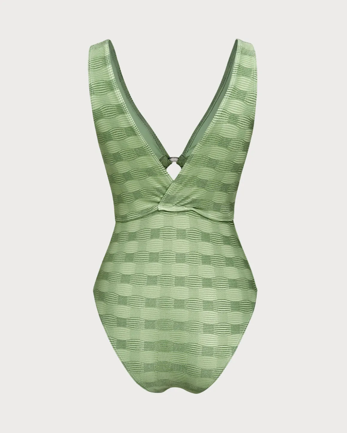 Green O-Ring Textured One-Piece Swimsuit
