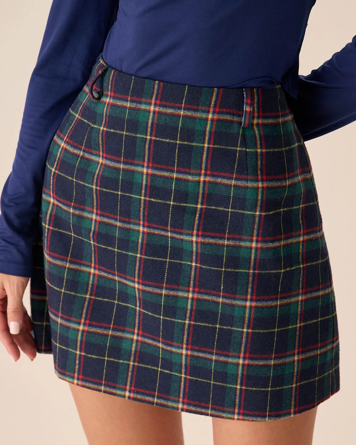 Green Plaid High-waisted Mini Skirt