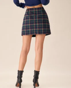 Green Plaid High-waisted Mini Skirt