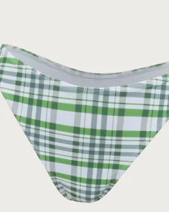 Green Plaid Pleated Bikini Set