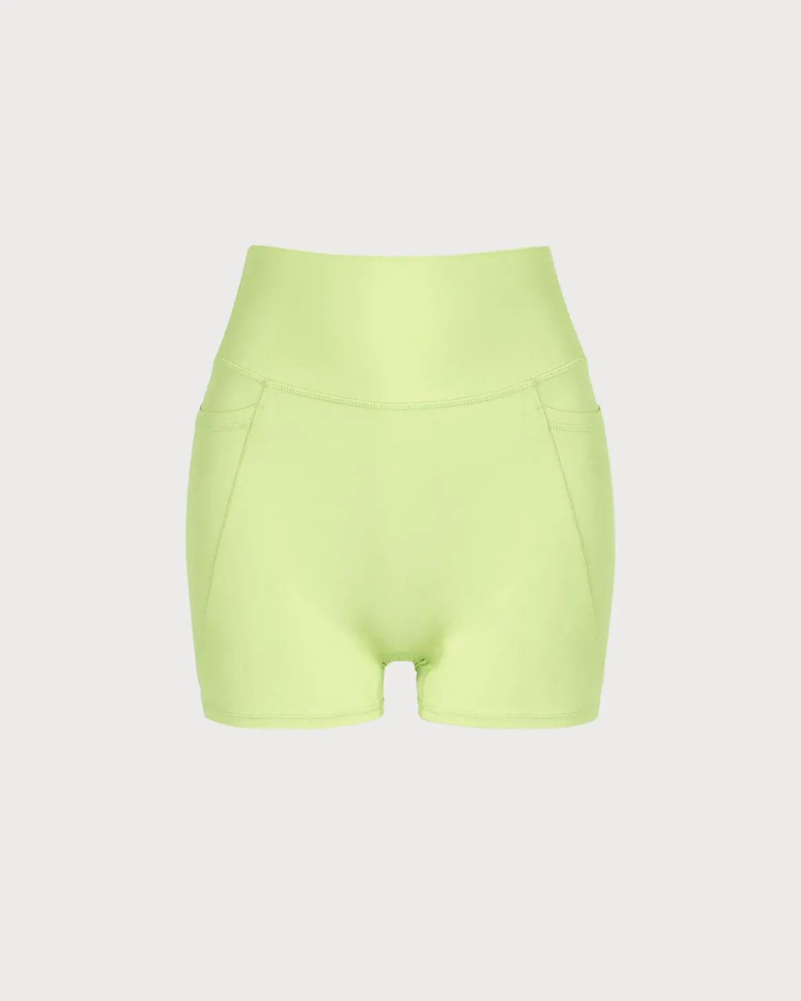 Green Pocket High Waisted Yoga Shorts