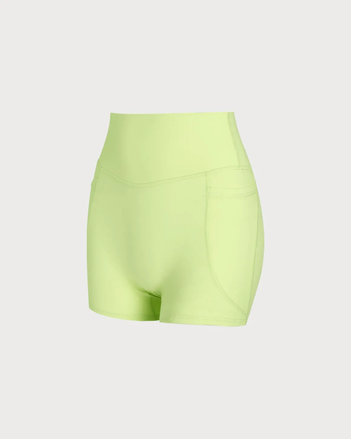Green Pocket High Waisted Yoga Shorts