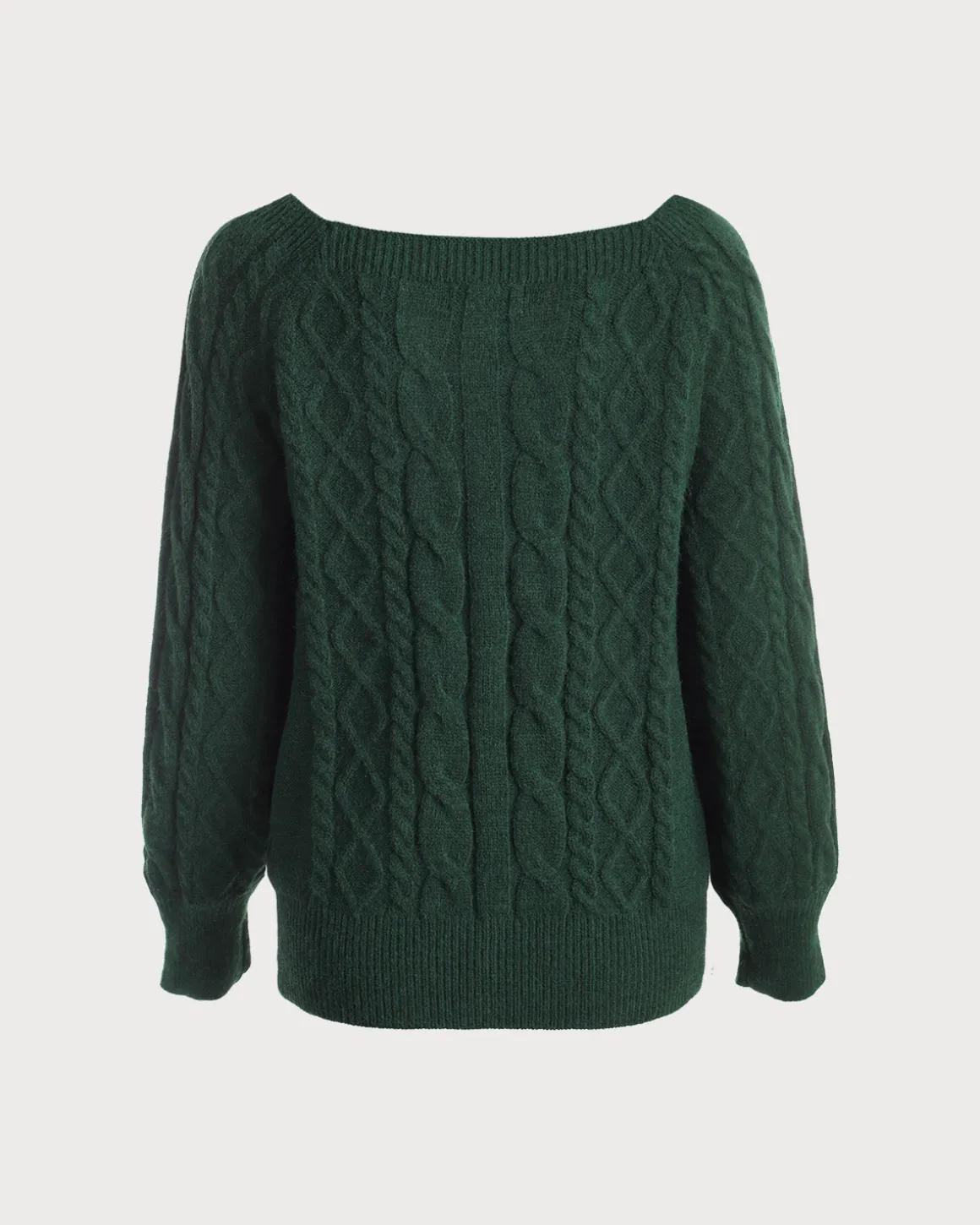 Green Romance Cable Knit Crew Sweater