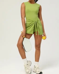 Green Round Neck High Stretch Yoga Dress