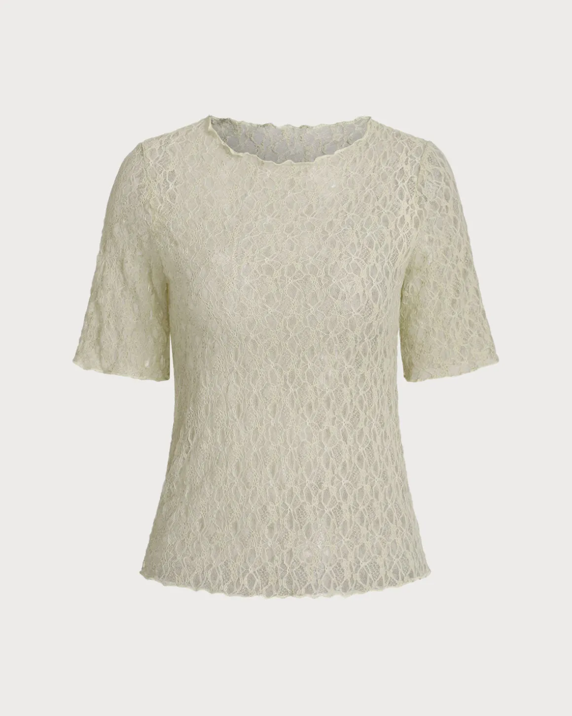 Green Round Neck Textured Half Sleeve Tee