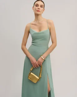 Green Slit Slip Maxi Dress