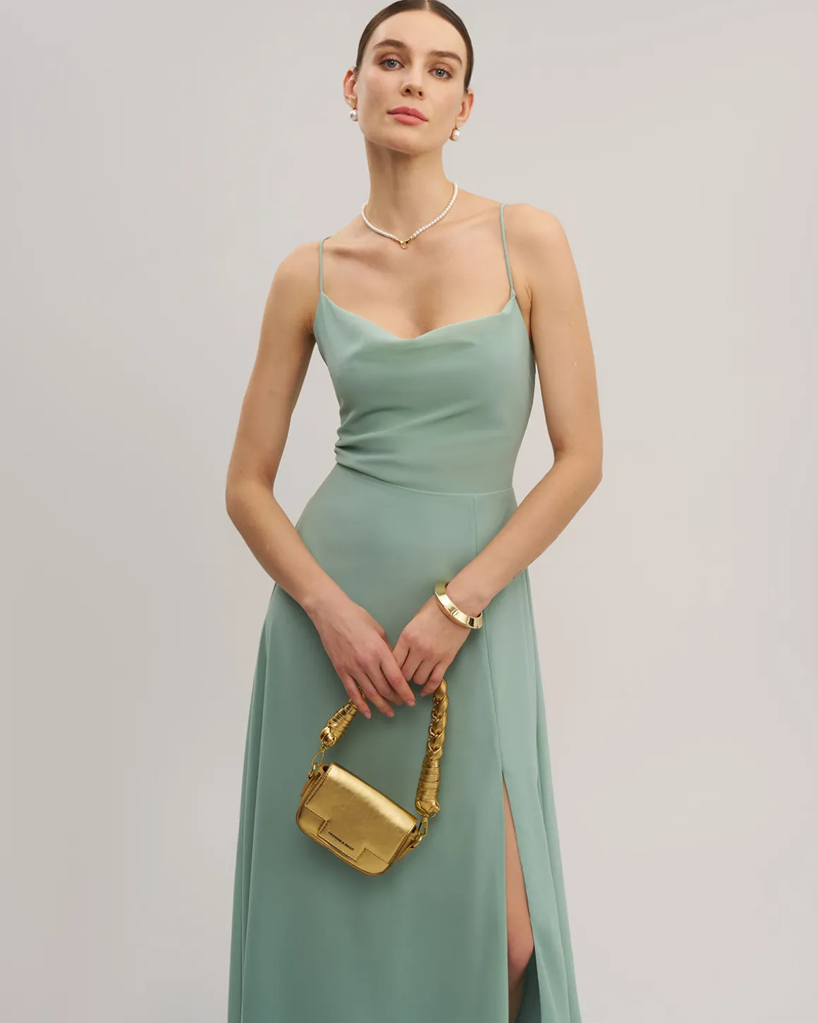 Green Slit Slip Maxi Dress