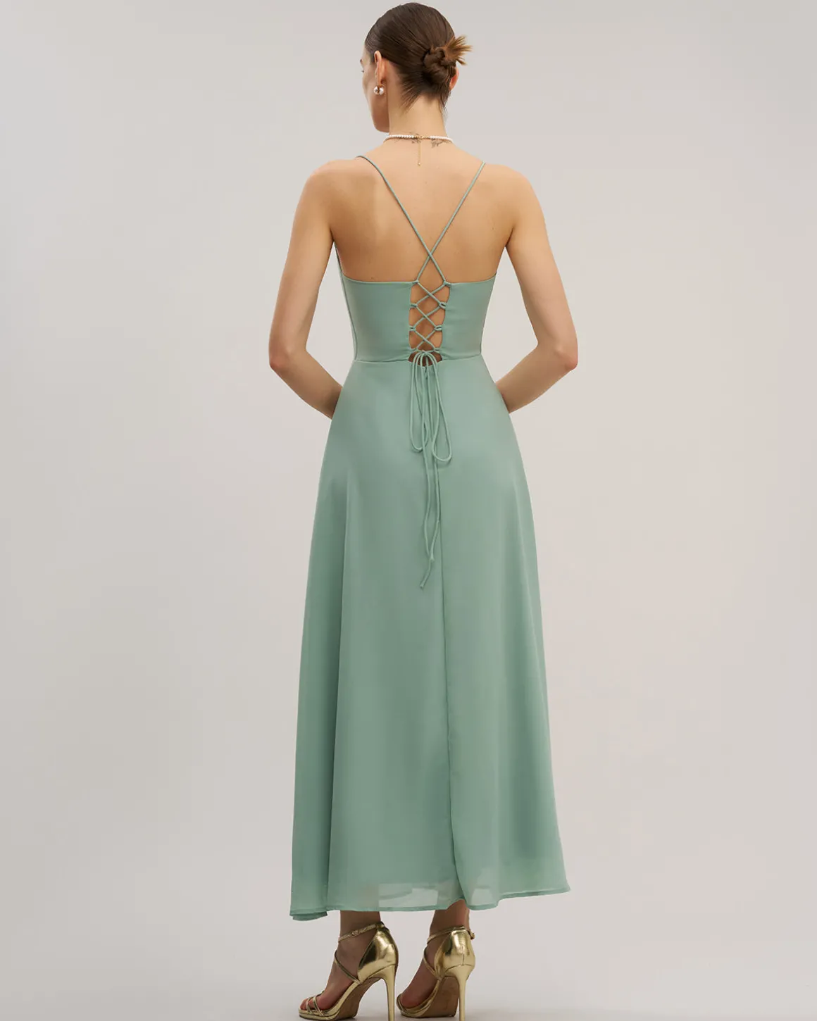 Green Slit Slip Maxi Dress