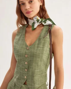 Green Striped Scoop Neck Vest
