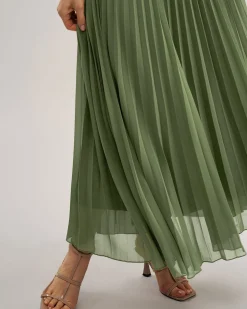 Green Sweetheart Neck Flowy Slip Maxi Dress