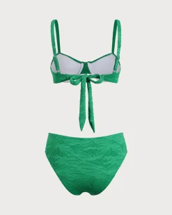 Green Textured Underwire Bikini Set