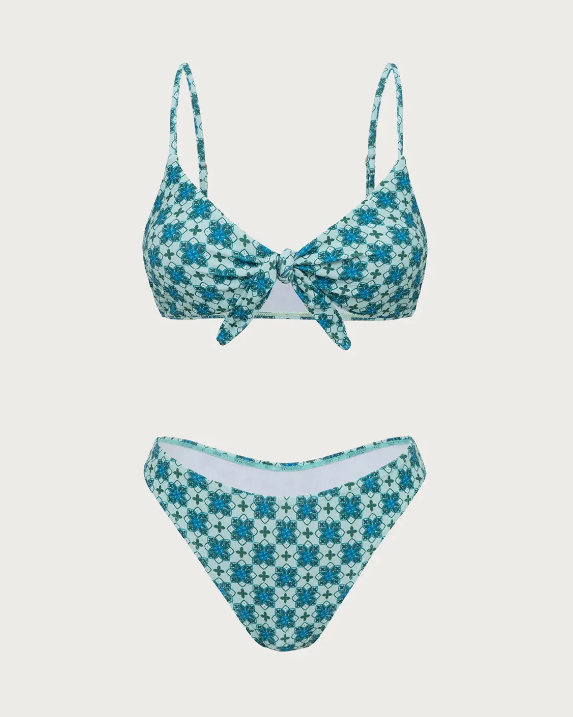 Green Twist Vintage Print Bikini Set
