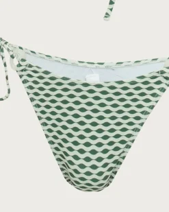 Green Wave Print Hoop Bikini Set