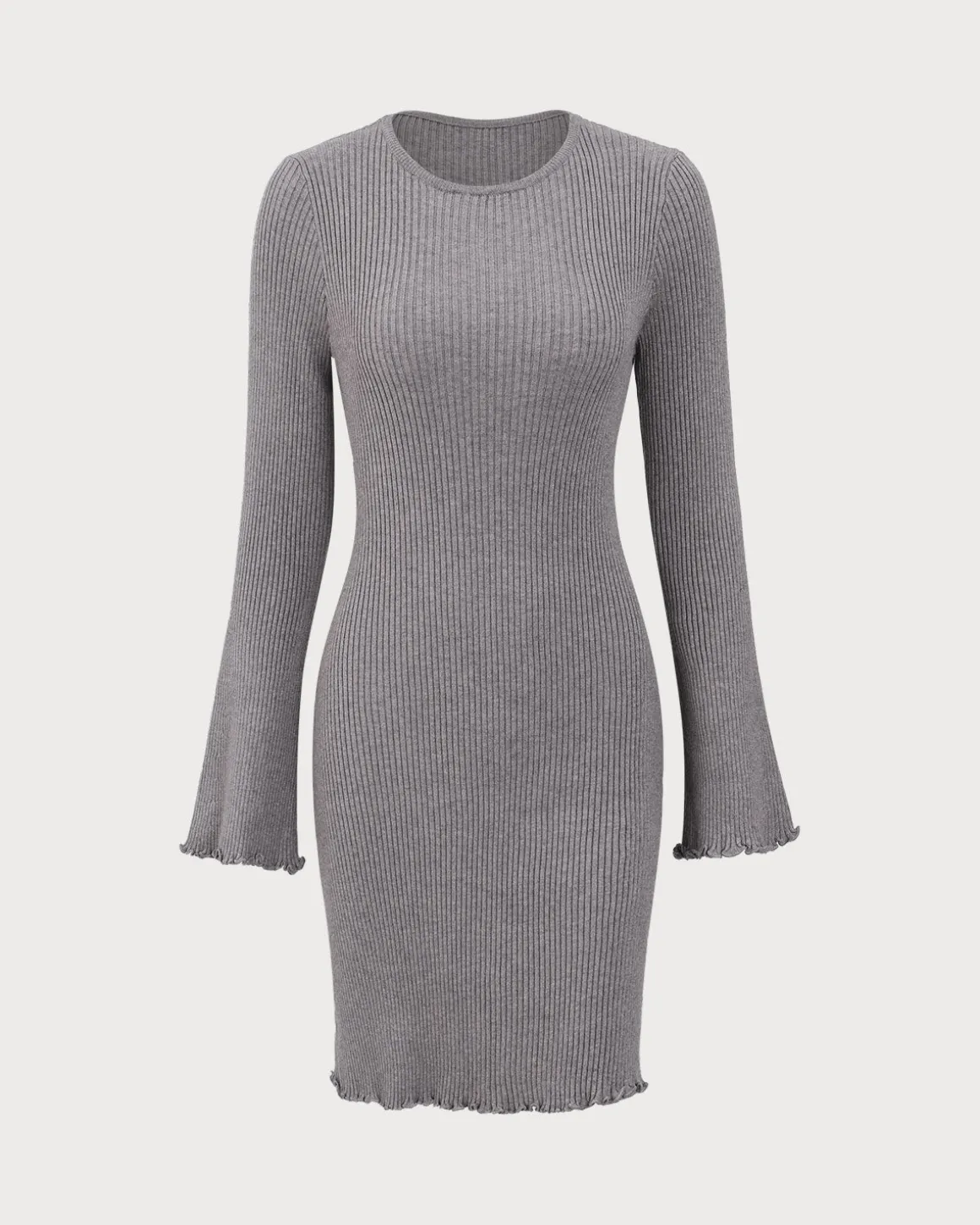 Grey Boat Neck Sweater Mini Dress