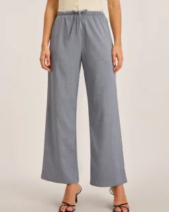 Grey Elastic Straight Waist Pants