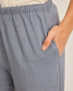 Grey Elastic Straight Waist Pants