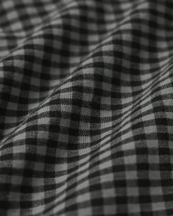 Grey Lapel Plaid Short Sleeve Blouse